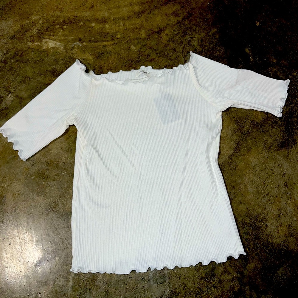 Off the shoulder white top